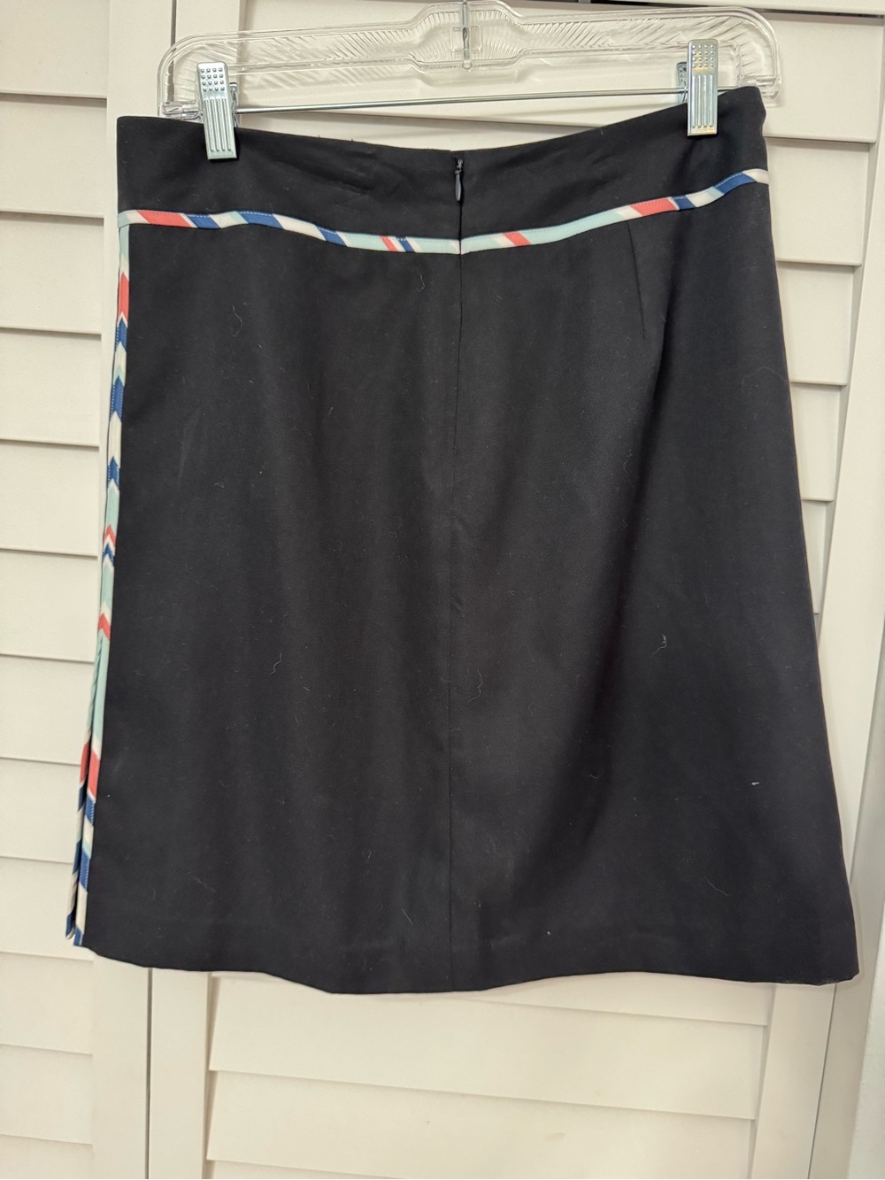 Ann Taylor Black A-Line Skirt with Multicolor Stripe Trim